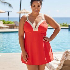 Jaclyn Smith Red Swim Dress - Size 16 - NWT